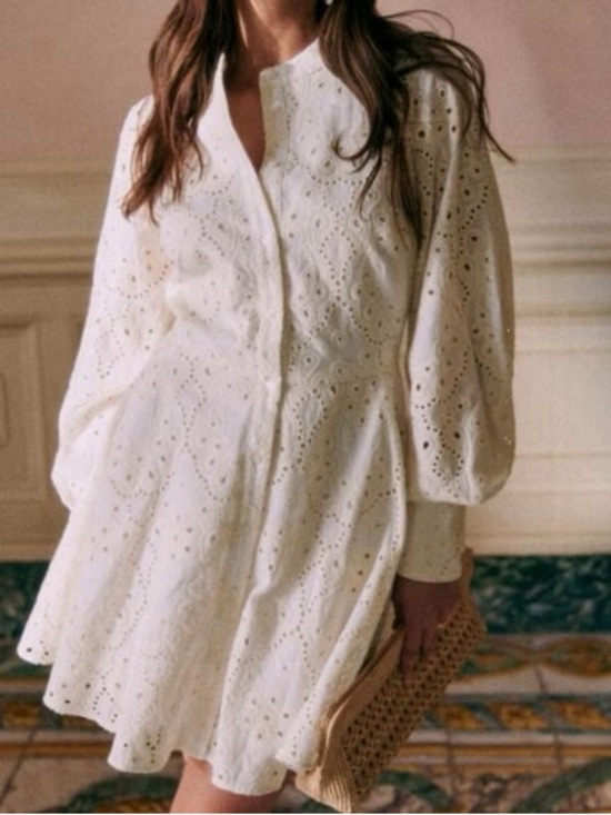 Sezane Dresses & Skirts - Sezane Ivory Eyelet Mini Dress